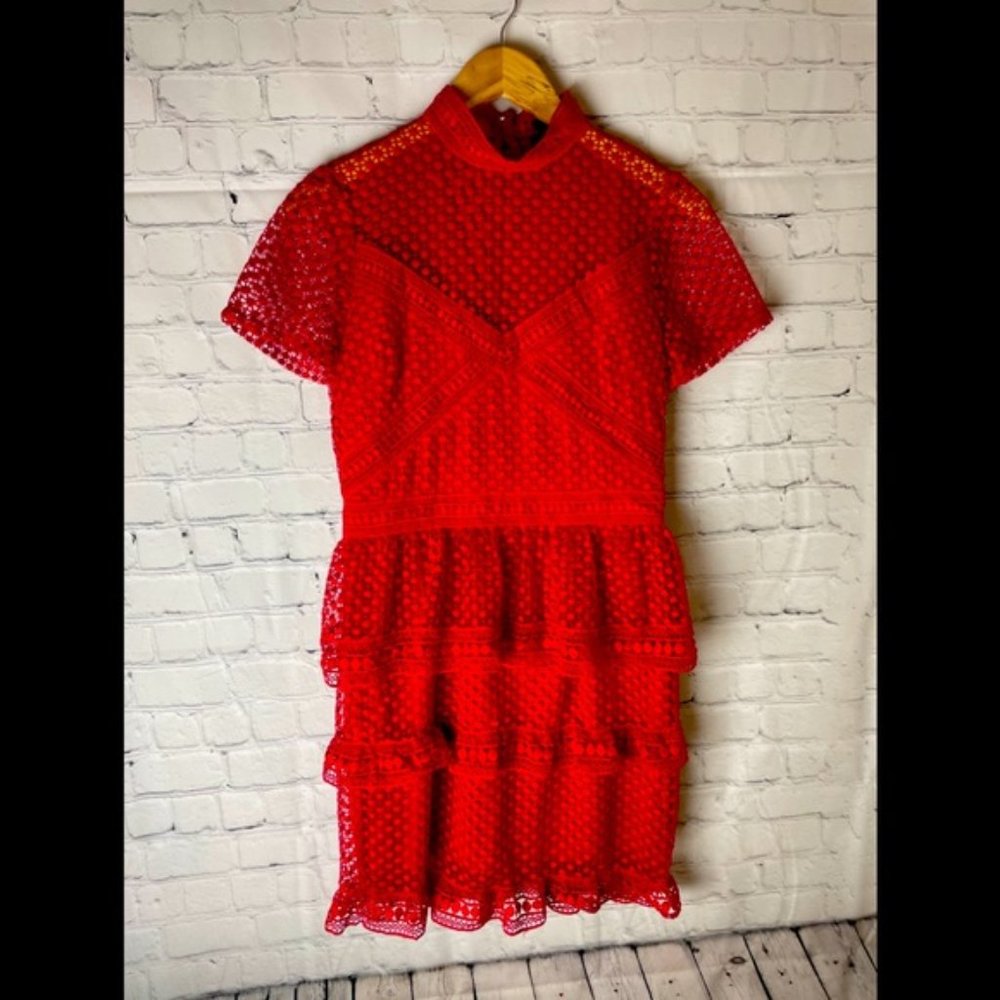 COPY - Red Ruffle Lace Dress - Picture 6 of 9